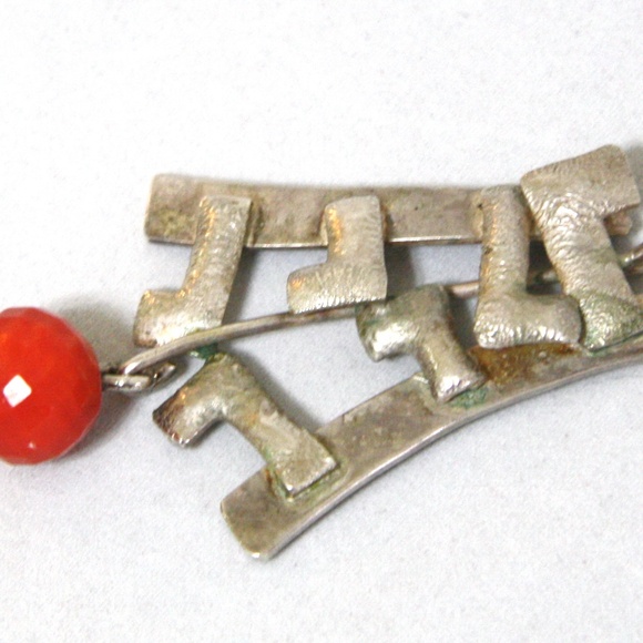 New Handmade Large Natural Carnelian Pendant Sterling Silver , Retro Style - Picture 2 of 6